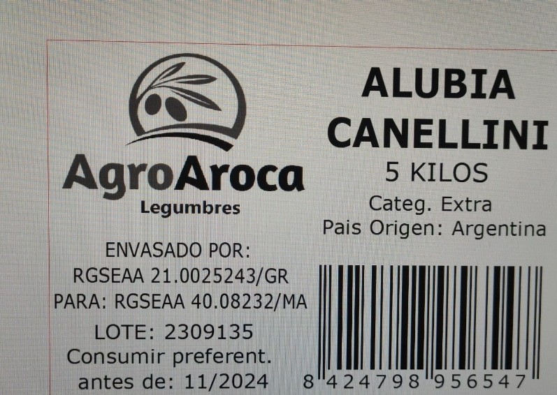 ALUBIAS CANELLINI  5 KG. AGROAROCA